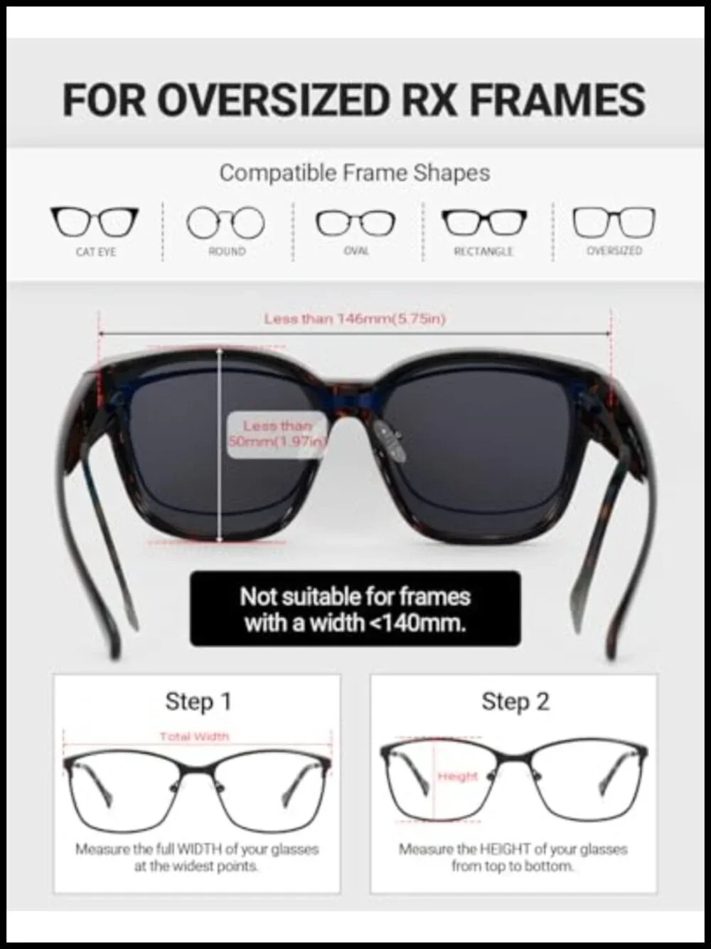 Fit Over Glasses Sunglasses - Polarized Square Shades for Driving